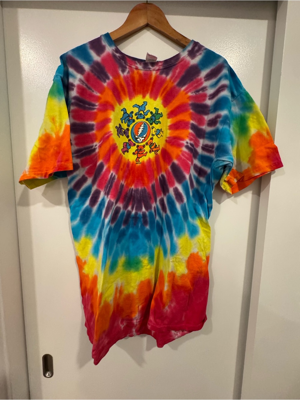 Hanes Tie-Dye Grateful Dead Bears Tee - Red, Yellow, Blue, Purple